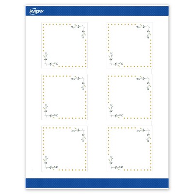 Avery 3" x 3" Labels, Gold Dots with Green Florals, 60 ct