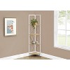 Monarch Specialties Bookshelf Bookcase Etagere Corner 4 Tier 60InchH Office Bedroom Metal Laminate Natural White Contemporary Modern - 2 of 4