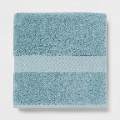 Performance Plus Oversized Bath Towel Aqua - Threshold™: Heavyweight Cotton, Fade-Resistant, Machine Washable