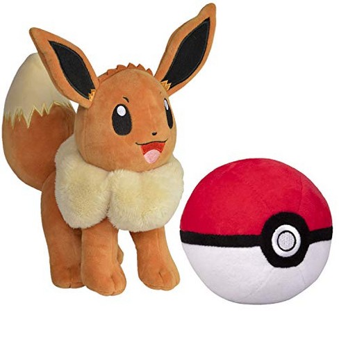 Pokemon Pokeball and 8 Eevee Plush Stuffed Animal Toy - Set of 2