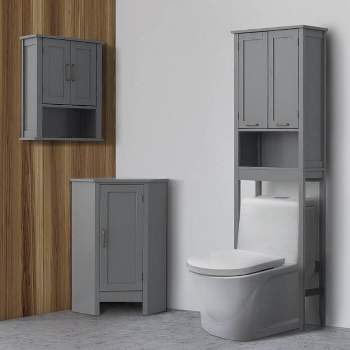 Mercer Mid Century Modern Wooden Cabinet Gray - Elegant Home Fashions
