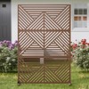 Pexfix 72 x 47 Inch Metal Privacy Screen Freestanding Outdoor Divider Panel For Patio Deck Balcony Heavy Duty Base Weatherproof Brown Mountain Shape - 3 of 4