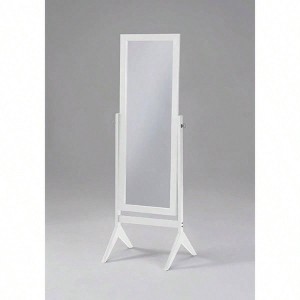 White Wooden Cheval Bedroom Standing Floor Mirror with Elegant Design and Large Size - 1 of 2