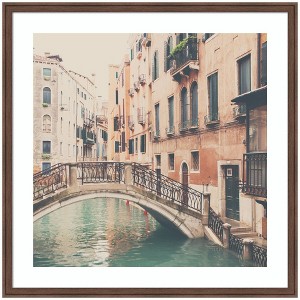 Kate and Laurel Framed Art Wandering The Streets of Venice by Laura Evans, 34x34, Florence Medium Brown - 1 of 4