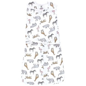 Hudson Baby Infant Girl Convertible Swaddle Sleep Sack, Modern Pink Safari - 1 of 4