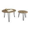 Racxily 27.56'' Round Nesting Coffee Table Set of 2 - Circular End Tables with Marble Tabletop, Sturdy Metal Base for Living Room/Bedroom - 2 of 4