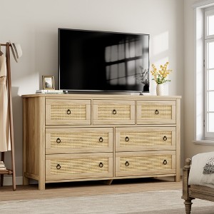 7 Dresser for Bedroom, 29" Tall Dresser, Modern Tall Drawer Dresser with Storage, Wooden Closet Dressers Chest of Drawers, White - 1 of 4