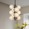 PAKOKULA Modern 10-Light Black Sputnik Chandelier with Swirled-Glass Orb Cluster Bubble Ribbed Glass - 2 of 4