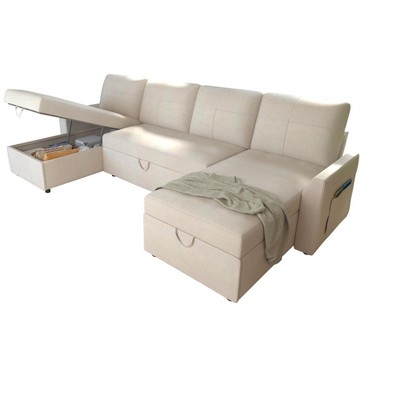 AMERLIFE 2 in 1 Pull Out Sofa Bed with Storage Chaise