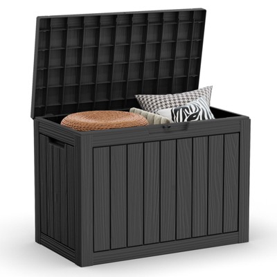 Maggift Deck Box, 45GAL Outdoor Storage Box, Patio Gardening Tools, Water and UV Resistant for Patio, Garden, Lawn, Black, 78"*43.5"*56"