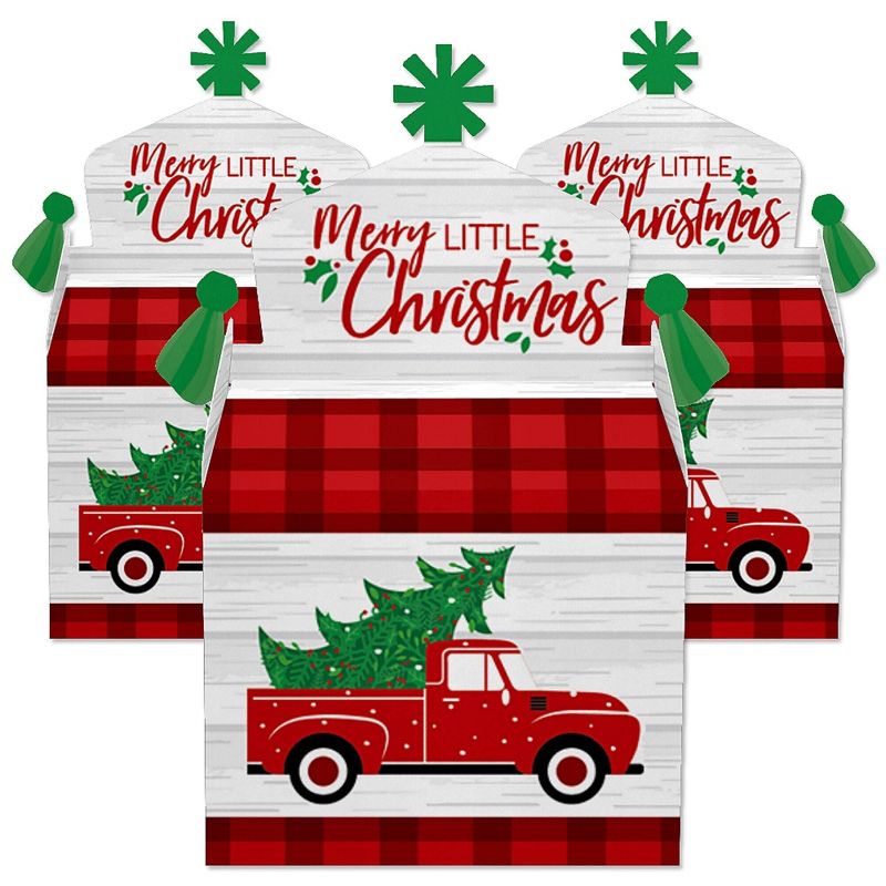 Big Dot of Happiness Merry Little Christmas Tree - Treat Box Party Favors - Red Truck Christmas Party Goodie Gable Boxes - Set of 12, 2 of 9