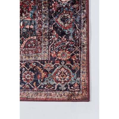 Karachi Burgundy and Blue Wool Rectangular Area Rug