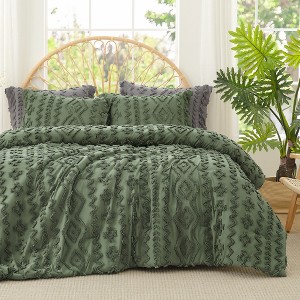 Amelie Home Textured Boho Comforter Set, Soft Lightweight Bedding with Rustic Diamond Design - 1 of 4