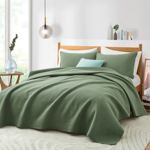 Peace Nest Lightweight Pre-washed Microfiber Quilt Coverlet Set, Green ...