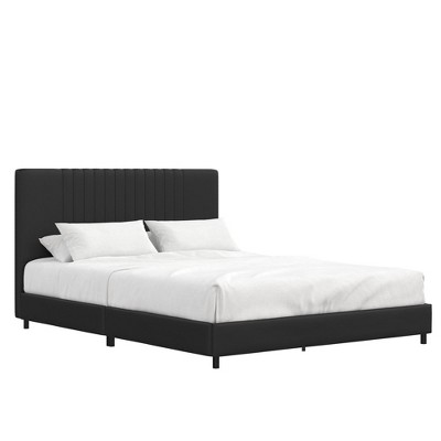 Rio Black Faux Leather Upholstered Queen Bed with Tufted Headboard