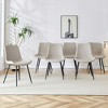 Vynxaria Light Gray artificial leather backrest cushion dining chair, black metal legs, curved widened cushion design(6 chairs) - 2 of 4