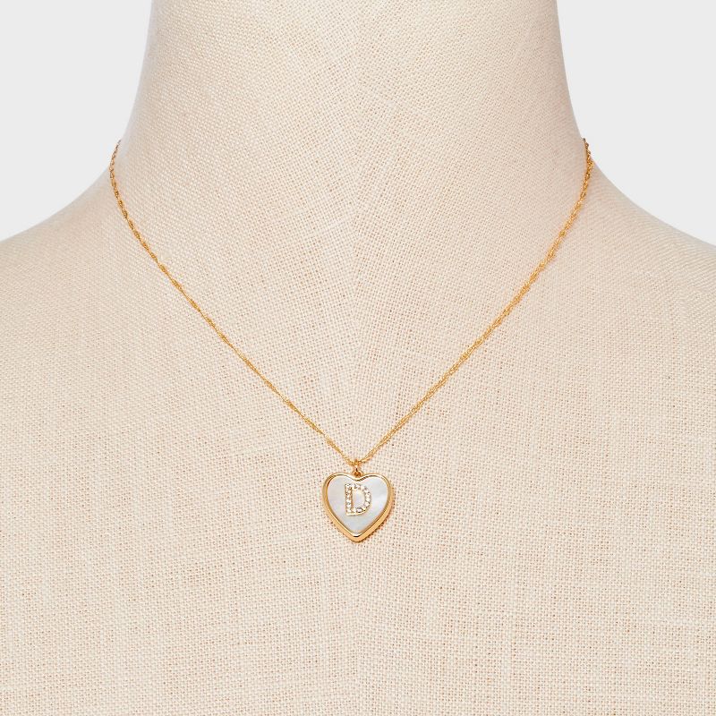 14K Gold Dipped Mother of Pearl Heart Initial Pendant Necklace - A New Day™ Gold, 3 of 6
