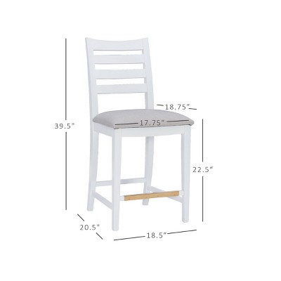 Set of 2 Off-White Upholstered Ladder Back Counter Stools