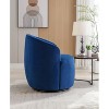 Blue Teddy Fabric Swivel Armchair Bucket Chair with Black Powder Coating - 4 of 4