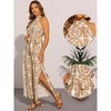 INSPIRE CHIC Women's Sleeveless Tie Halter Neck Belt Slit Wide Leg Boho Jumpsuit - 2 of 4