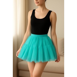 Malco Modes Women’s Tutu Mini Skirt – Fluffy Layered Ballet Underskirt for Carnival, Festival, Rave, Dance, and Costume Wear – Ivory - 1 of 4