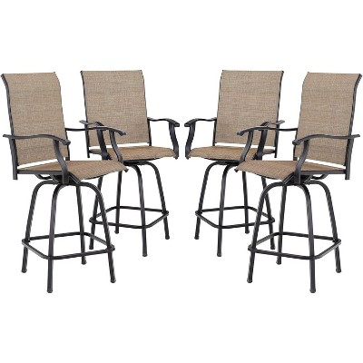 Simple Trending 4, Bar Height Patio Chair, High Top Patio Chairs, Supports 300 lbs (Brown Fabric)