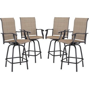 Simple Trending 4, Bar Height Patio Chair, High Top Patio Chairs, Supports 300 lbs (Brown Fabric) - 1 of 4