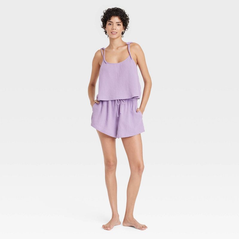 Women's Cotton Gauze Tank Top and Shorts Pajama Set - Colsie™, 2 of 4