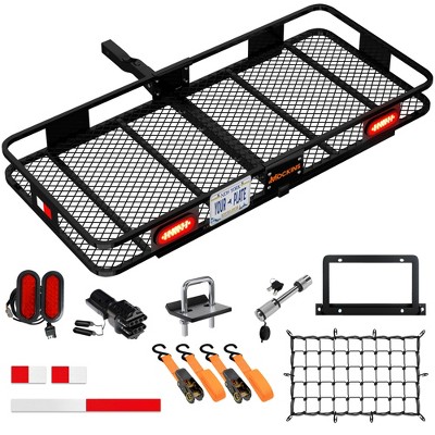 Mockins 60"x20"x6" Hitch Cargo Carrier Rack with Rear Lights, License Plate Holder and Luggage Carrier Accessories