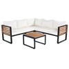Merax L-Shaped Metal & Acacia Wood Sectional Sofa with Soft Cushions & Coffee Table - 3 of 4