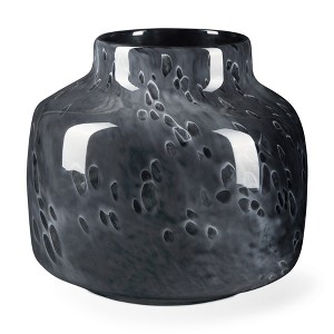 HomeRoots 9" Black Mottled Round Glass Table Vase - 1 of 4