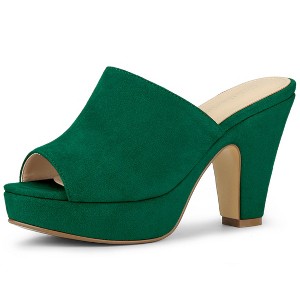 Allegra K Women's Open Toe Platform Chunky Heel Slides Sandals - 1 of 4