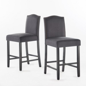Dexmalle 26.25" Set of 2 Upholstered Counter Height Barstools with Nailhead Trim - 1 of 4
