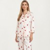 Anna-Kaci Lounge Women's 2-Piece Set Satin Heart Print Pajama Top with Contrast Piping Matched with Relaxed Straight-Leg Pants - 2 of 4