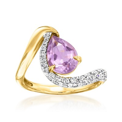 Ross-Simons 1.50 Carat Amethyst Ring With .41 ct. t.w. Lab-Grown Diamonds in 18kt Gold Over Sterling
