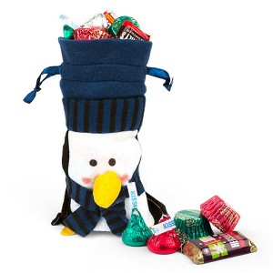 Stocking Stuffer Christmas Candy Gift Little Blue Penguin Bag 1/2lb Hershey's Chocolate Holiday Mix (approx. 30 candies) - 7" Tall - 1 of 1