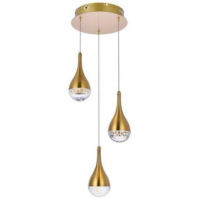 Elegant Lighting Amherst 3 - Light Pendant in  Satin Gold
