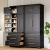KTMBDW 78" Kitchen Pantry Cabinet with 3 Drawers Farmhouse Tall Storage Cabinet Wood Food Pantry with Doors and Adjustable Shelves for Kitchen - 3 of 4