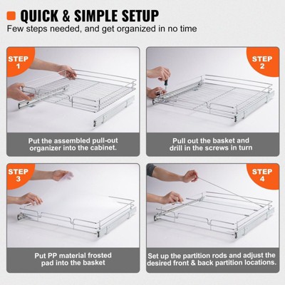 VIYET 21"D Pull Out Cabinet Organizer-Heavy Duty Chrome Steel Slide Out Shelves,Home/Kitchen/Bathroom Storage — фото 5