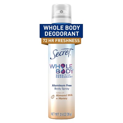 Secret Whole Body Deodorant Spray - Almond Honey - 3.5oz