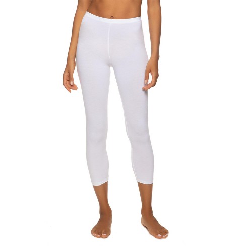 Felina Women's Cotton Modal Capri Leggings | Super Soft | Lightweight  (White, X-Large)