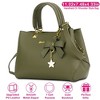 NPolar"Women’s Soft Leather Handbag Tote Shoulder Crossbody Bag with 7 Compartments & 47.64in Strap"Green - 2 of 4