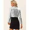 INSPIRE CHIC Women's Velvet Notched Lapel Long Sleeve Sparkly Cropped Sequin Open Front Jacket - 3 of 4