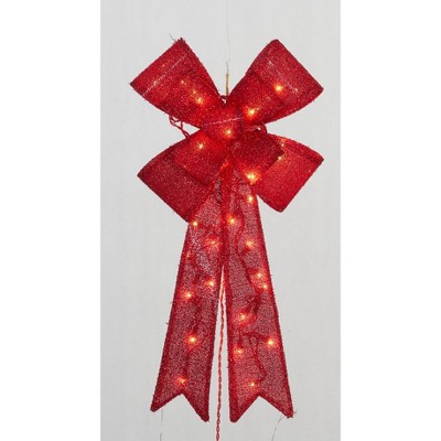 Everstar 24" UL Glittering Fabric Bow Sculpture   Red, Red