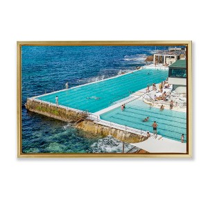 Stupell Industries Bondi Icebergs Swimming Club Floating Frame Canvas Art - 1 of 4
