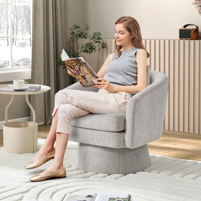 Swivel Accent Chair, 360° Chenille Swivel Lounge Reading Chair,Modern Single Sofa Lounge Armchair Club Chair with Storage Space