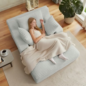 AENKYO Oversized Corduroy Sleeper Sofa Bed & Cloud Lounge Chair, Deep Seat, Armrests, 2 Pillows | Boneless Upholstered Chaise for Indoor Comfort - 1 of 4