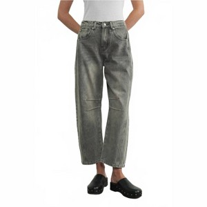 Women's Wo's Relaxed Fit Cropped Barrel Jeans - Aaron & Amber - 1 of 3