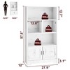 Modern Bookshelf with Doors White Storage Rack 3 Shelf Standing Bookshelves Wooden Display Shelf - 3 of 4