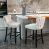 INFURNIC Counter and Bar Stools Velvet Wing Back Barstools with Tufted Back and Nailhead Trim for Dining Room, Beige, 22"*19"*37" - 3 of 4